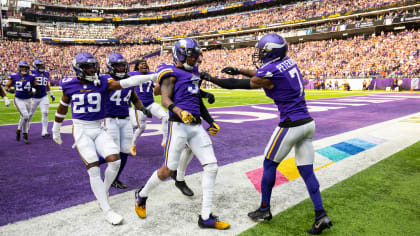 Minnesota Vikings cornerback Akayleb Evans (21) in action during the second  half of an NFL football game against the Chicago Bears, Sunday, Oct. 9,  2022 in Minneapolis. (AP Photo/Stacy Bengs Stock Photo - Alamy