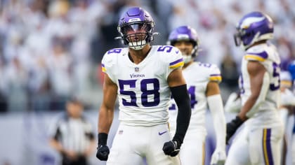 Minnesota Vikings linebacker Brian Asamoah II (33) runs up field during the  first half of an NFL football game against the Philadelphia Eagles, Monday,  Sept. 19, 2022, in Philadelphia. (AP Photo/Matt Slocum