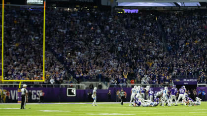 Minnesota Vikings kicker Greg Joseph (1) greets Cleveland Browns