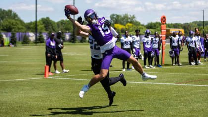 Minnesota Vikings' Adam Thielen during warm-up before during the  International Series NFL match at Twickenham, London. PRESS ASSOCIATION  Photo. Picture date: Sunday October 29, 2017. See PA story GRIDIRON London.  Photo credit