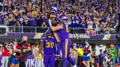 Minnesota Vikings fullback C.J. Ham (30) celebrates after his