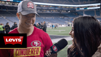 49ers' Christian McCaffrey credits his o-line after career-high game vs.  Cardinals, Postgame Interview