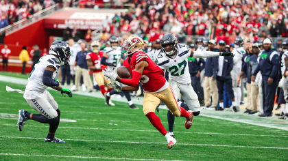 San Francisco 49ers wide receiver Jauan Jennings (15) runs onto the field  during an NFL football game against the Arizona Cardinals, Sunday, Jan.8,  2023, in Santa Clara, Calif. (AP Photo/Scot Tucker Stock