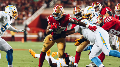 San Francisco 49ers running back Tyrion Davis-Price (32) runs against the  Seahawks during an NFL football game in Santa Clara, Calif., Sunday, Sept.  18, 2022. (AP Photo/Josie Lepe Stock Photo - Alamy