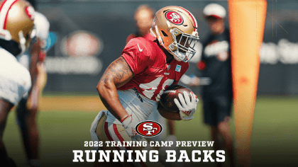 San Francisco 49ers running back Jordan Mason takes part in drills during  the NFL team's football training camp in Santa Clara, Calif., Tuesday, Aug.  1, 2023. (AP Photo/Jeff Chiu Stock Photo - Alamy