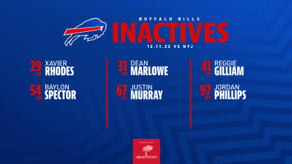 Buffalo Bills inactive list New York Jets inactive list