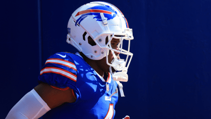 Buffalo Bills safety Jaquan Johnson (4) runs on the field during the second  half an NFL