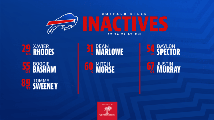 Bills list 7 players as inactive for Week 16 at Bears