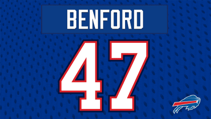 Buffalo Bills cornerback Christian Benford (47) drops back in