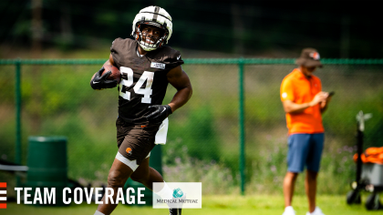 AFC running back Nick Chubb of the Cleveland Browns competes in