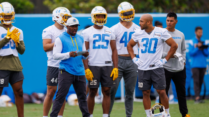 Los Angeles Chargers running back Austin Ekeler (30) warms up before an NFL  wild-card football game between the Jacksonville Jaguars and the Los  Angeles Chargers, Saturday, Jan. 14, 2023, in Jacksonville, Fla. (