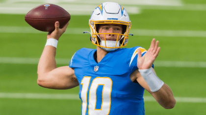 Los Angeles Chargers wide receiver Tyron Johnson (83) working out on the  field before an NFL football game against the Jacksonville Jaguars, Sunday,  October 25, 2020 in Inglewood, Calif. The Chargers defeated