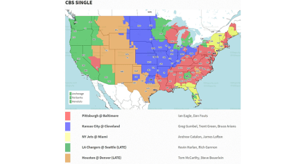 Week 1 NFL Broadcast map. Map on 506sports if interested to see