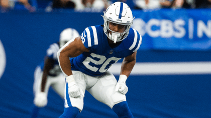 Indianapolis Colts safety Nick Cross (20) covers a kick during an NFL  football game against the