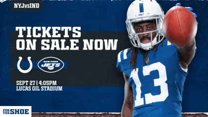 A limited number of single-game tickets for Colts vs. Jets , starting at  $46, are available to the public now at Ticketmaster.com.