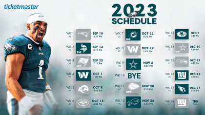2023 Philadelphia Eagles schedule: Complete schedule, ticket, and matchup  information for the 2023 NFL season