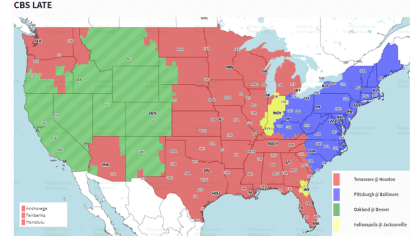 NFL Week 17 TV coverage maps