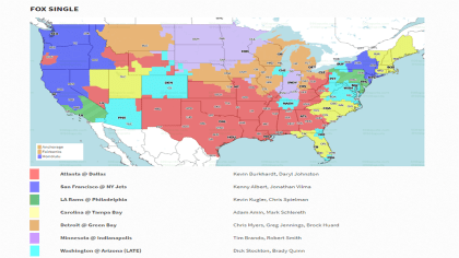 NFL TV Distribution Maps - CBS Week 2 - Early Game