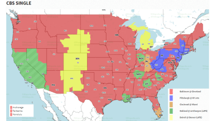 Week 1 NFL Broadcast map. Map on 506sports if interested to see