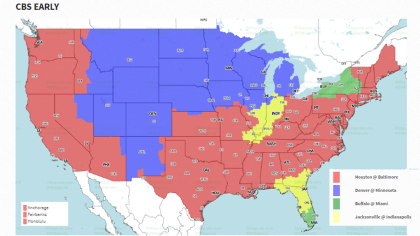 Week 1 NFL Broadcast map. Map on 506sports if interested to see