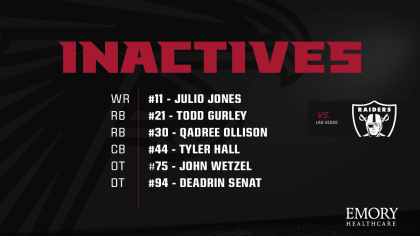 NFL inactive list, Week 6: Raiders vs. Falcons 