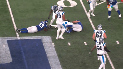 Tomon Fox chases down Matt Corral for Giants sack