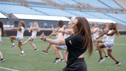 Charlotte, United States. 24th Dec, 2022. Charlotte, NC USA; Carolina  Panthers cheerleader Emma cheering during an NFL game against the Detroit  Lions at Bank of America Stadium, Saturday, December 24, 2022. The