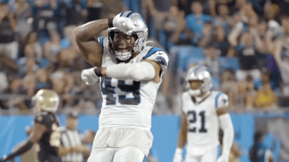 Carolina Panthers linebacker Frankie Luvu downs Indianapolis Colts