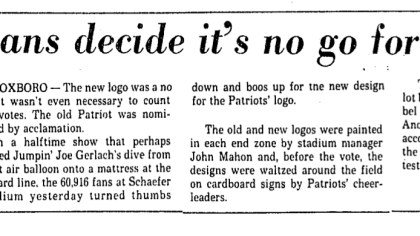 Who here would enjoy seeing the original Patriots logo/helmet used for a  one game throwback? It's such a unique part of team history. Many don't  even realize this existed. Circa 1960 :