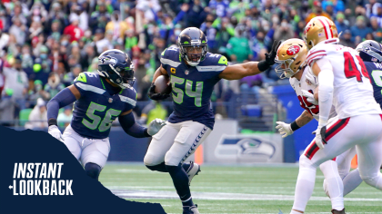 September 17, 2017: Seattle Seahawks linebacker Bobby Wagner (54) runs with  the ball after an interception during a game between the San Francisco  49ers and the Seattle Seahawks at CenturyLink Field in