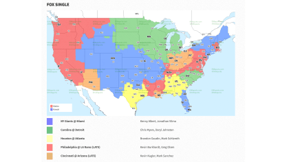 NFL Week 17 TV broadcast maps