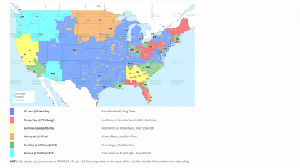 Week 1 NFL Broadcast map. Map on 506sports if interested to see