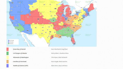 Vikings local broadcast map after Saints game