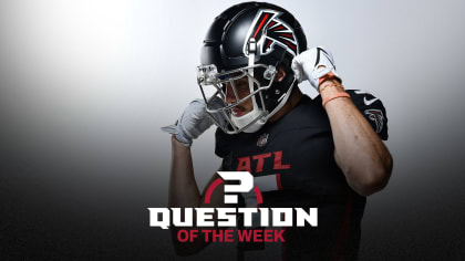 Atlanta Falcons wide receiver Drake London (5) lines up during the first  half of an NFL football game against the San Francisco 49ers, Sunday, Oct.  16, 2022, in Atlanta. The Atlanta Falcons