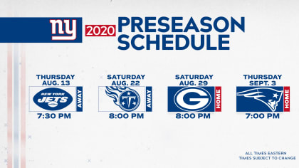 Giants Schedule 2020: Preseason dates and times