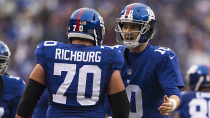 September 24, 2015, New York Giants center Weston Richburg (70) in action  during the NFL game between the Washington Redskins and the New York Giants  at MetLife Stadium in East Rutherford, New