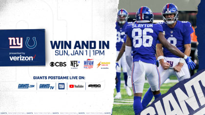 Giants vs. Colts TV schedule: Start time, TV channel, live stream, odds for  Week 17 - Big Blue View