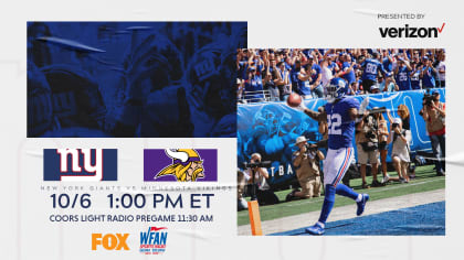Giants vs. Vikings Broadcast Info: TV Channel, Radio Station and