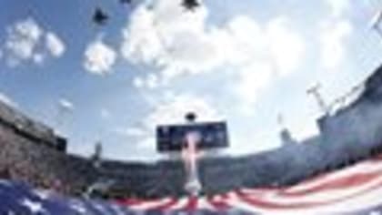 Pregame Military Parachute Team Performance And F-15 Flyover Are