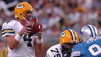 Quarterback Brett Favre of the Green Bay Packers celebrates after