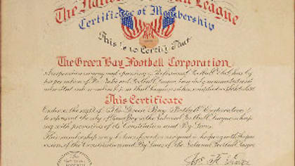 1923 Green Bay Packers Stock Certificate. Football Collectibles