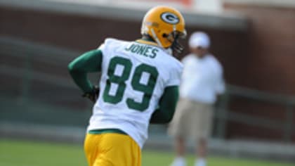 Green Bay Packers wide receiver James Jones (89) is tackled by