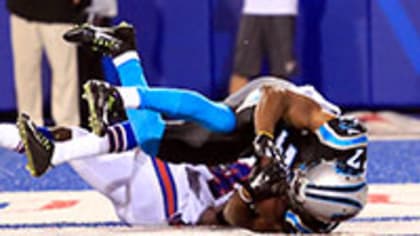 Buffalo Bills running back Karlos Williams (40) scores a touchdown against  the Carolina Panthers during the first half of an NFL preseason football  game on Friday, Aug. 14, 2015, in Orchard Park