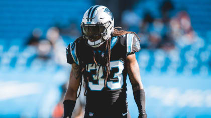 Carolina Panther Tre Boston (33) heads to practice. The Carolina