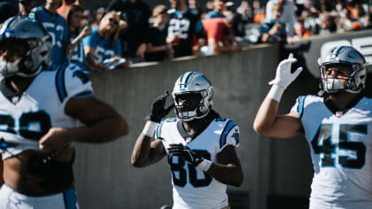 Carolina Panthers fullback Giovanni Ricci (45) is shaken up after