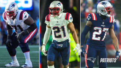 New England Patriots guard Mike Onwenu (71) blocks during an NFL