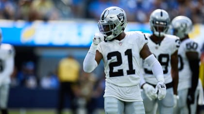 Las Vegas Raiders cornerback Amik Robertson reacts after missing a chance  at an interception during the second half of an NFL football game against  the Houston Texans, Sunday, Oct. 23, 2022, in