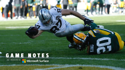 Game Notes: Oakland Raiders 24, Green Bay Packers 42