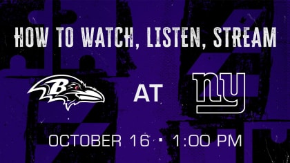 Watch Ravens @ Giants Live Stream