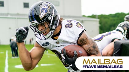 CHICAGO, IL - NOVEMBER 21: Baltimore Ravens tight end Josh Oliver (84)  looks on during a game